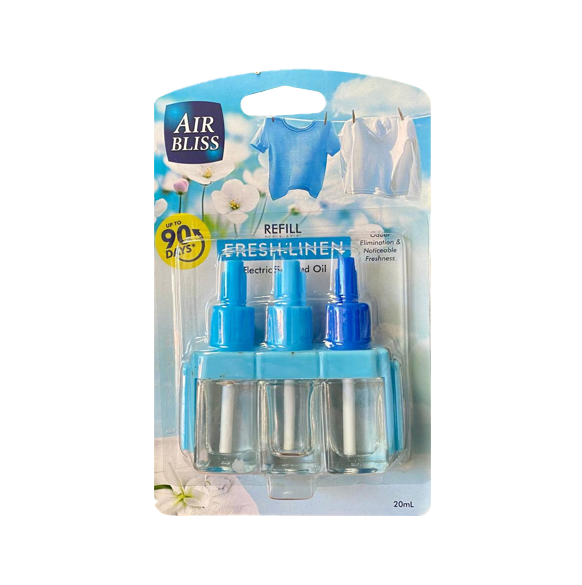 Air Bliss Air Freshener Scented Oil Plug In Refill 20ml Fresh Linen AFL (Parcel Rate)