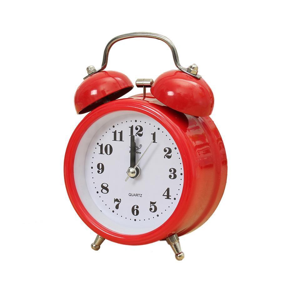 Round Bedroom Alarm Clock with Bell Retro Design 8 cm Assorted Colours 0516 (Parcel Rate)