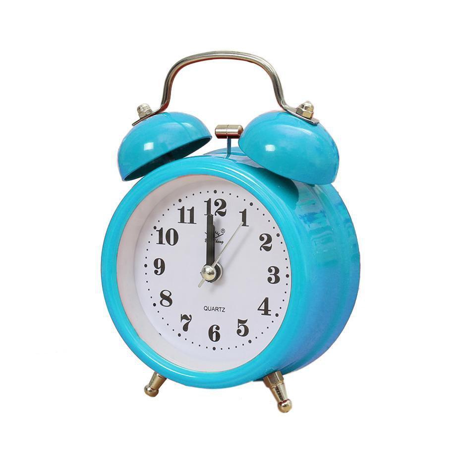 Round Bedroom Alarm Clock with Bell Retro Design 8 cm Assorted Colours 0516 (Parcel Rate)