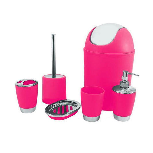 Full Set Bathroom Accessories Set Pink 8974 (Parcel Rate)