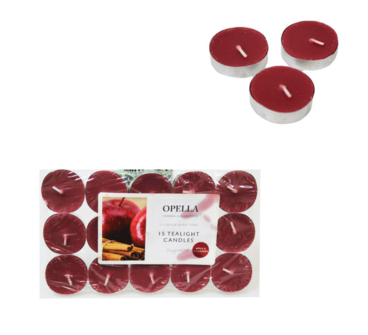 Beautifully Scented Opella Apple and Cinnamon 12 Tealight Candles 3.5 Hour Burn Time CD001A (Parcel Rate)