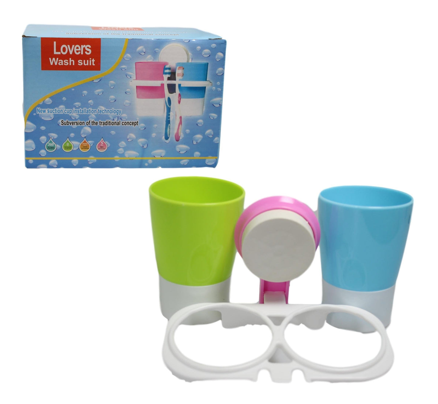 Bathroom Suction Complete Toiletry Care Cup Holder Suction Multi Coloured 5194 (Parcel Rate)