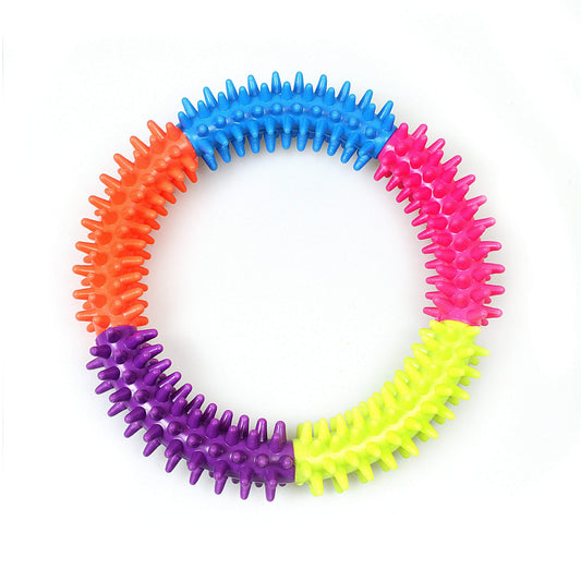 Pet Dog Toy Multicolour Soft Rubber Dental Chew Ring Toy 13 cm 4615 A (Parcel Rate)