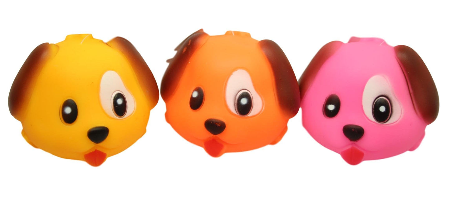 Pet Dog Toy Squeaky Dog Head Ball 8 cm Assorted Colours 5364 (Parcel Rate)