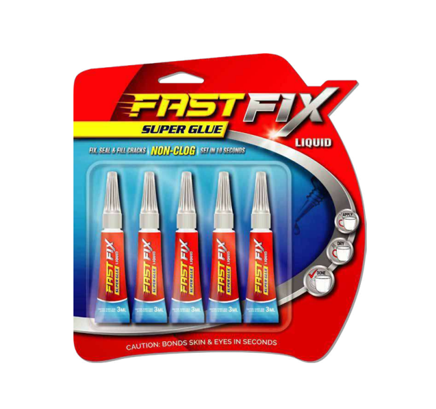 Fast Fix Super Glue Liquid 5pcs 3g FX2 (Parcel Rate)