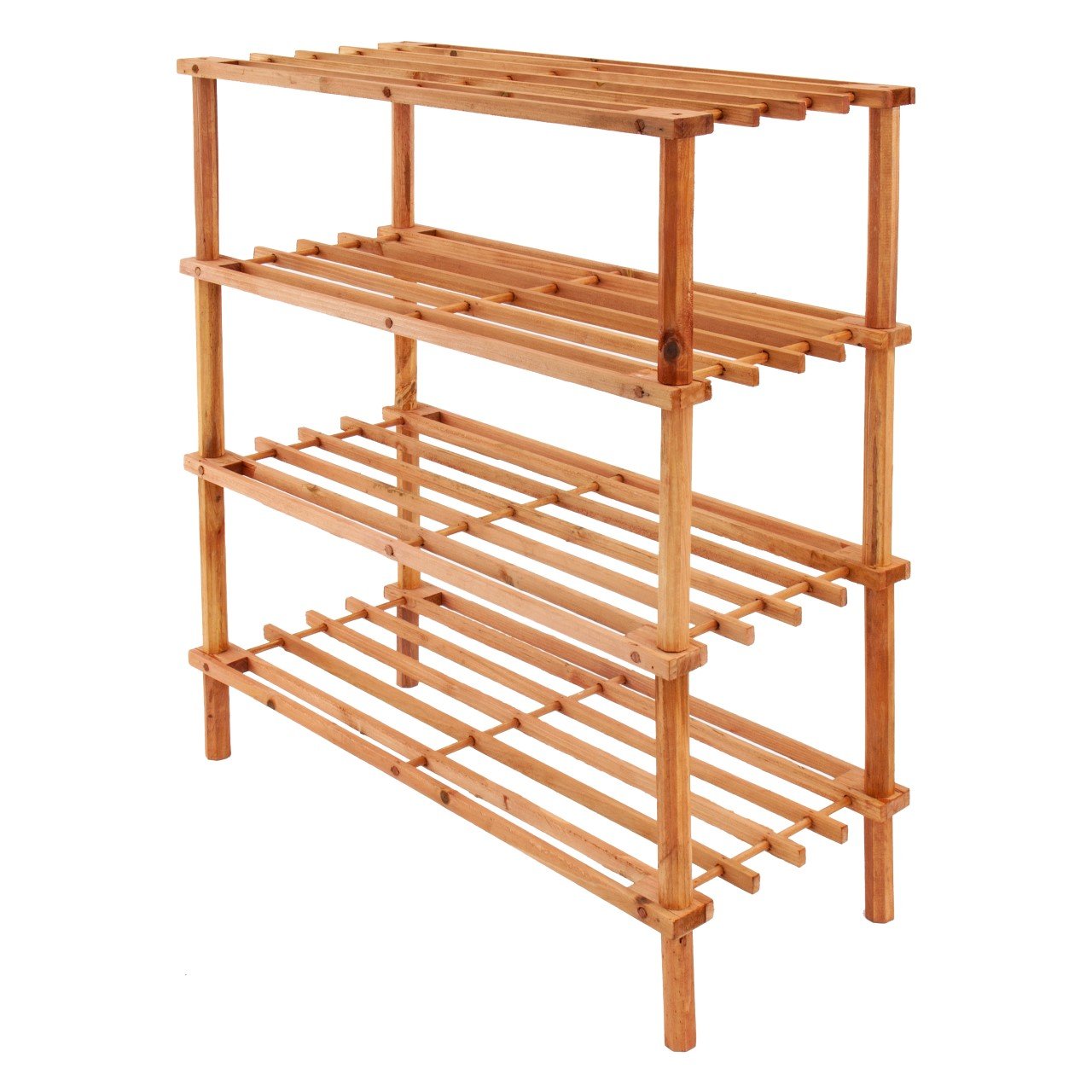 Wooden Shoe Storage Rack 4 Tier 63 x 26.5 x 81.5cm Walnut 8784 (Big Parcel Rate)