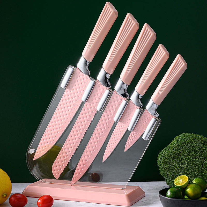 6 Piece Knife Set Assorted Colours Pink / Blue 6702 (Parcel Rate)