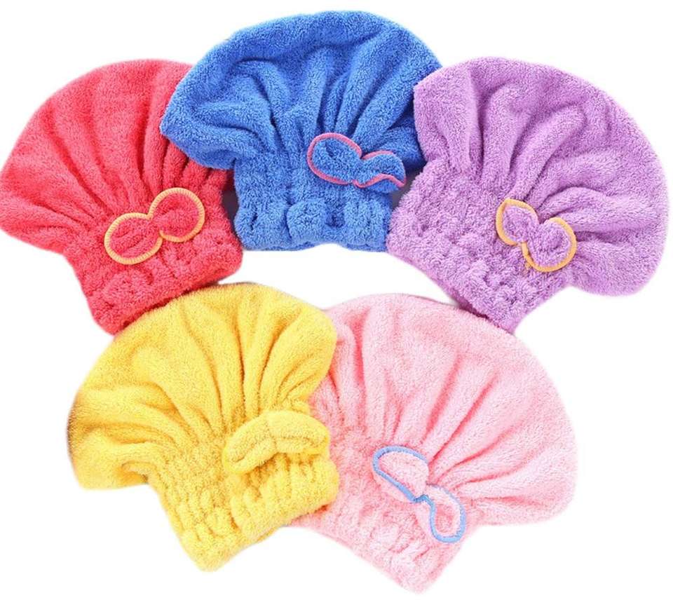 Microfibre Hair Wrap Bonnet with Bow Assorted Colours 6979 (Parcel Rate)