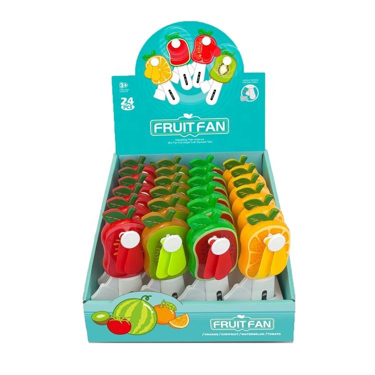 Mini Hand Pressure Fan Fruit Shape 13.5 cm Assorted Designs 7149 (Parcel Rate)