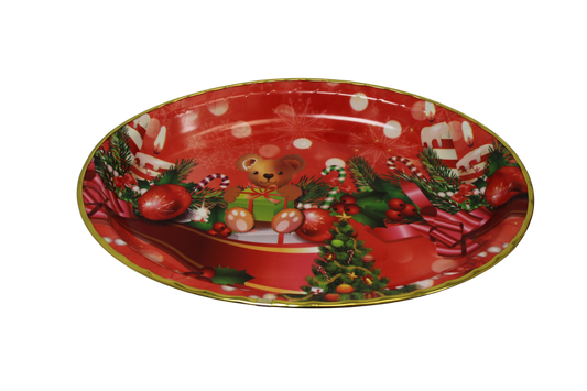 Oval Plastic Christmas Party Serving Tray Printed Design 45 x 34 cm Assorted Designs 6123 (Parcel Rate)