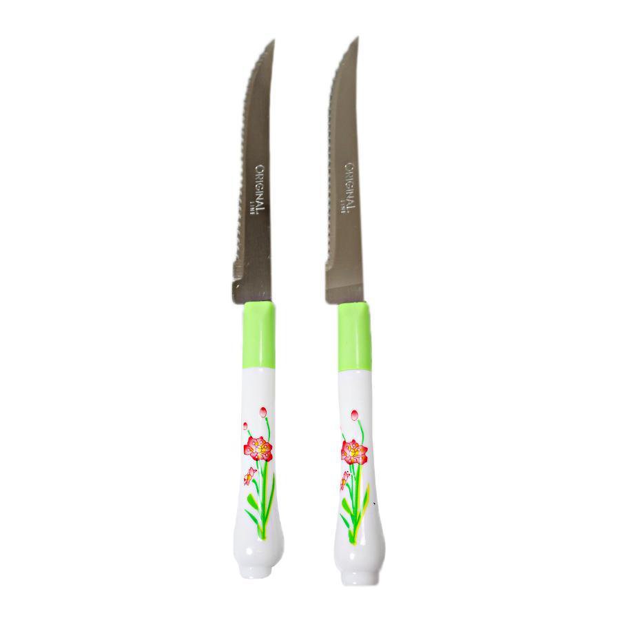 Knife Set Pack Of 2 Flower Design On Handles 5113 (Large Letter Rate)