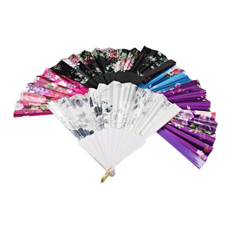 Chinese Folding Black Frame Peony Pattern Nylon Handheld Mini Folding Hand Fan 0916 A  (Parcel Rate)