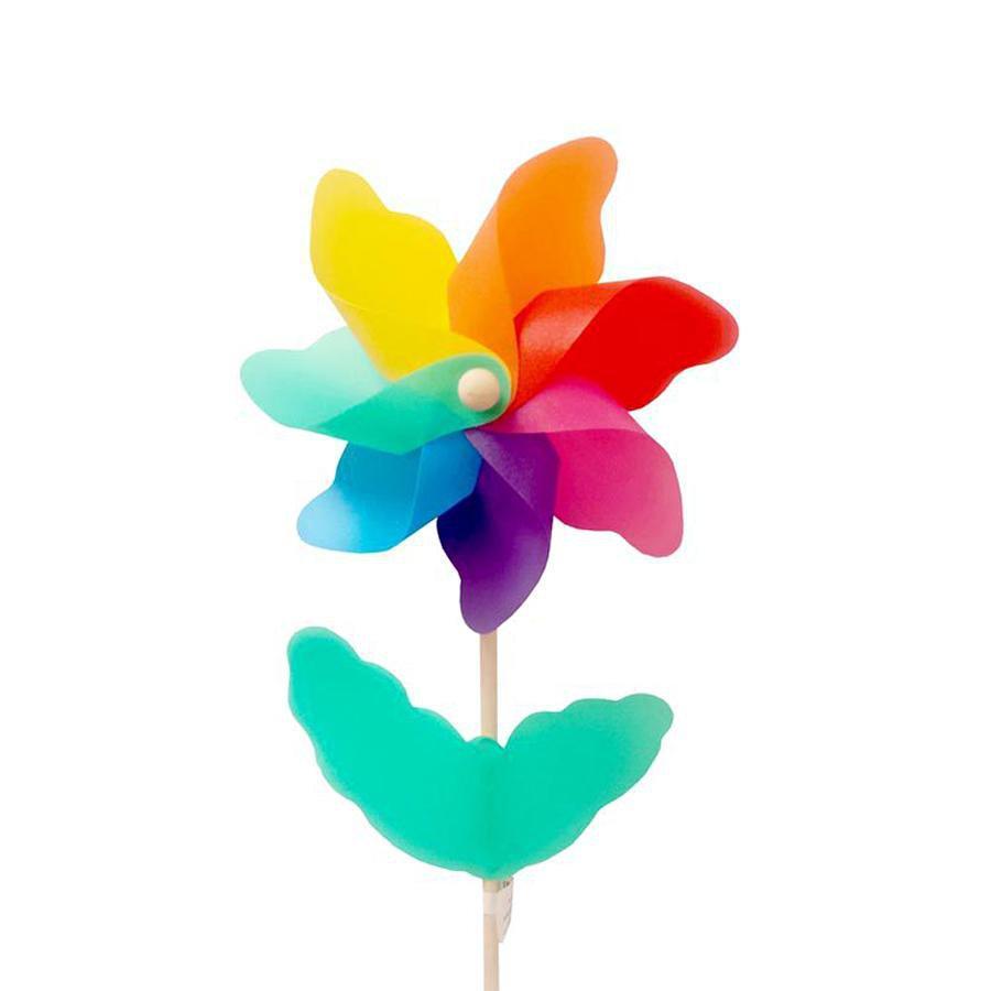 Small Pinwheel Windmill on Wooden Stick Garden Decoration 28cm 5085 (Parcel Rate)