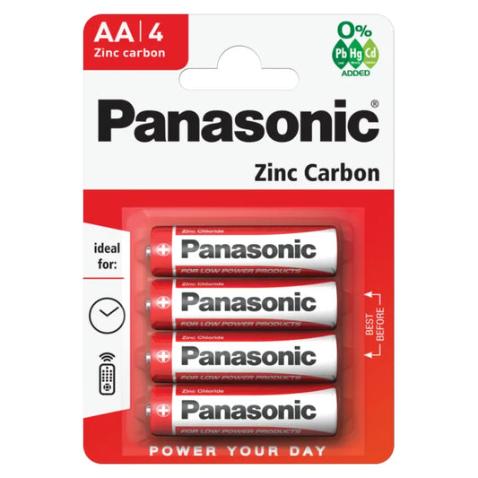 4x Panasonic AA Batteries Zinc Carbon R6 1.5V Battery PANAR6RB4 3283 A (Large Letter Rate)