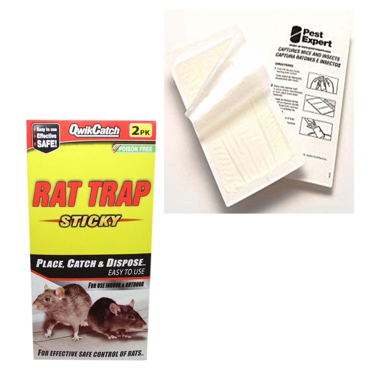 Strong & Sticky Rat Indoor Outdoor Glue Board Mat Traps 2 Pack 27cm x 13cm 5053  A (Large Letter Rate)