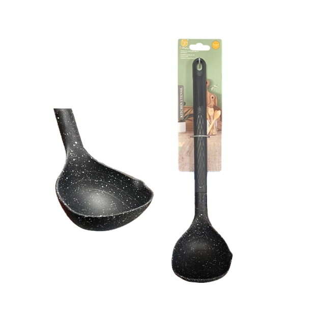 Plastic Cooking Ladle 9 x 32 cm Speckled Black SG3005 (Parcel Rate)