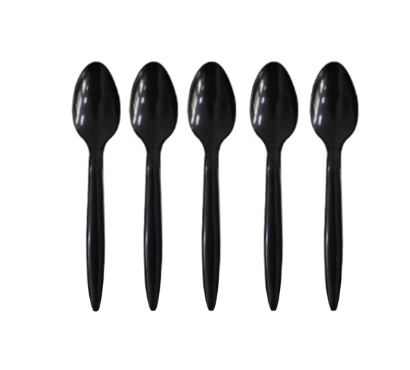 Reusable  Plastic Spoons Pack of 100 Black ST81546B (Parcel Rate)