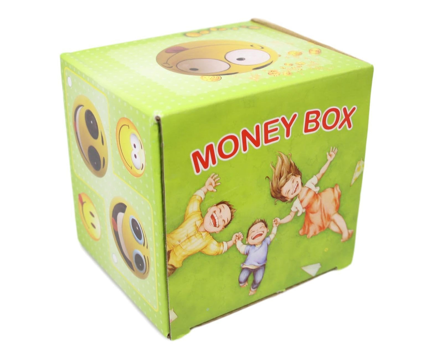 Children's Round Yellow Smiley Face Ceramic Money Box Piggy Bank Assorted Designs 5560 (Parcel Rate)