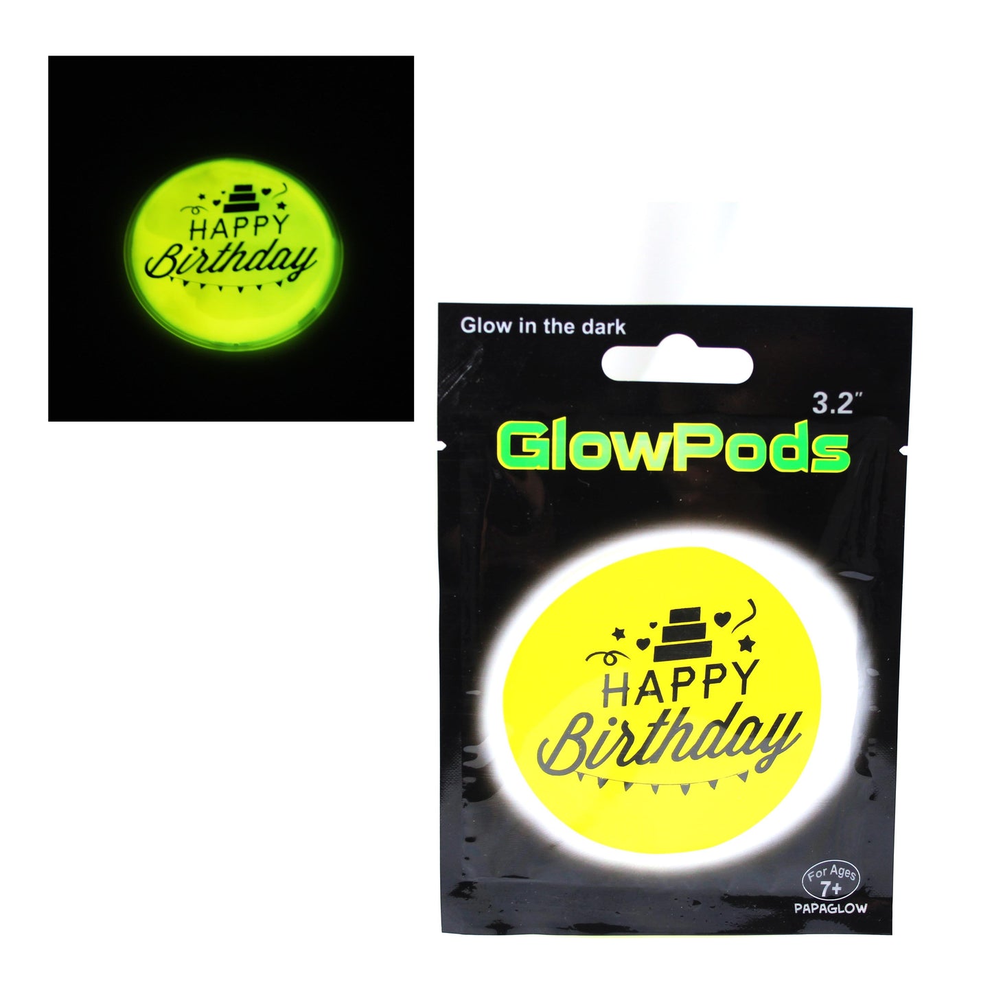 Glow In The Dark Round Sticker Glow Pod 3.2" Assorted Designs 5265 (Parcel Rate)