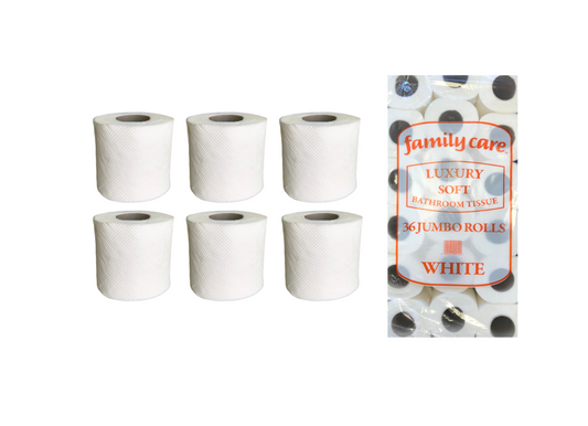 Bathroom Tissue Toilet Roll Family Pack of 36 Rolls 2ply White 0122 / TR1 (Big Parcel Rate)