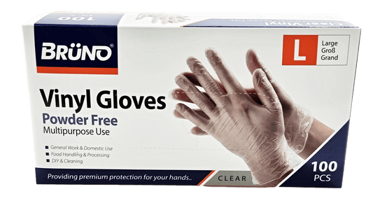 100 Large Disposable Vinyl Clear Examination Gloves Powder Free Latex Free Gloves VG003 (Parcel Rate)