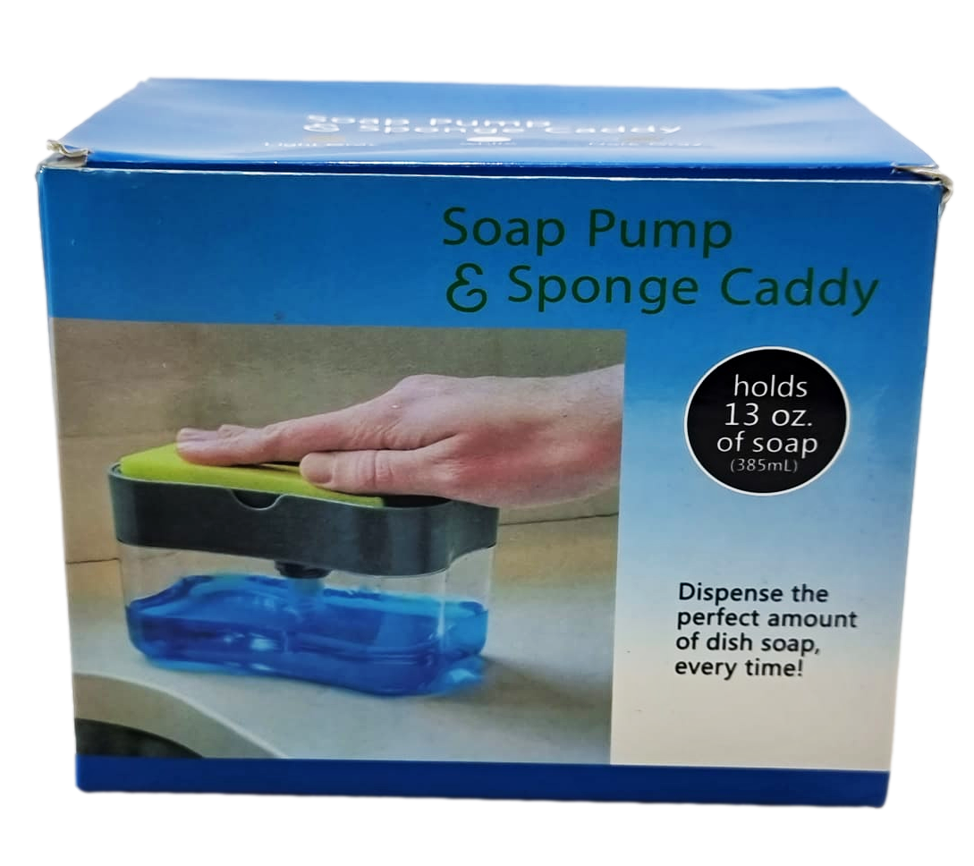 2-In-1 Counter Top Sink Soap Dispenser and Sponge Holder Caddy 15 x 12 x 9.5 cm 6641 (Parcel Rate)