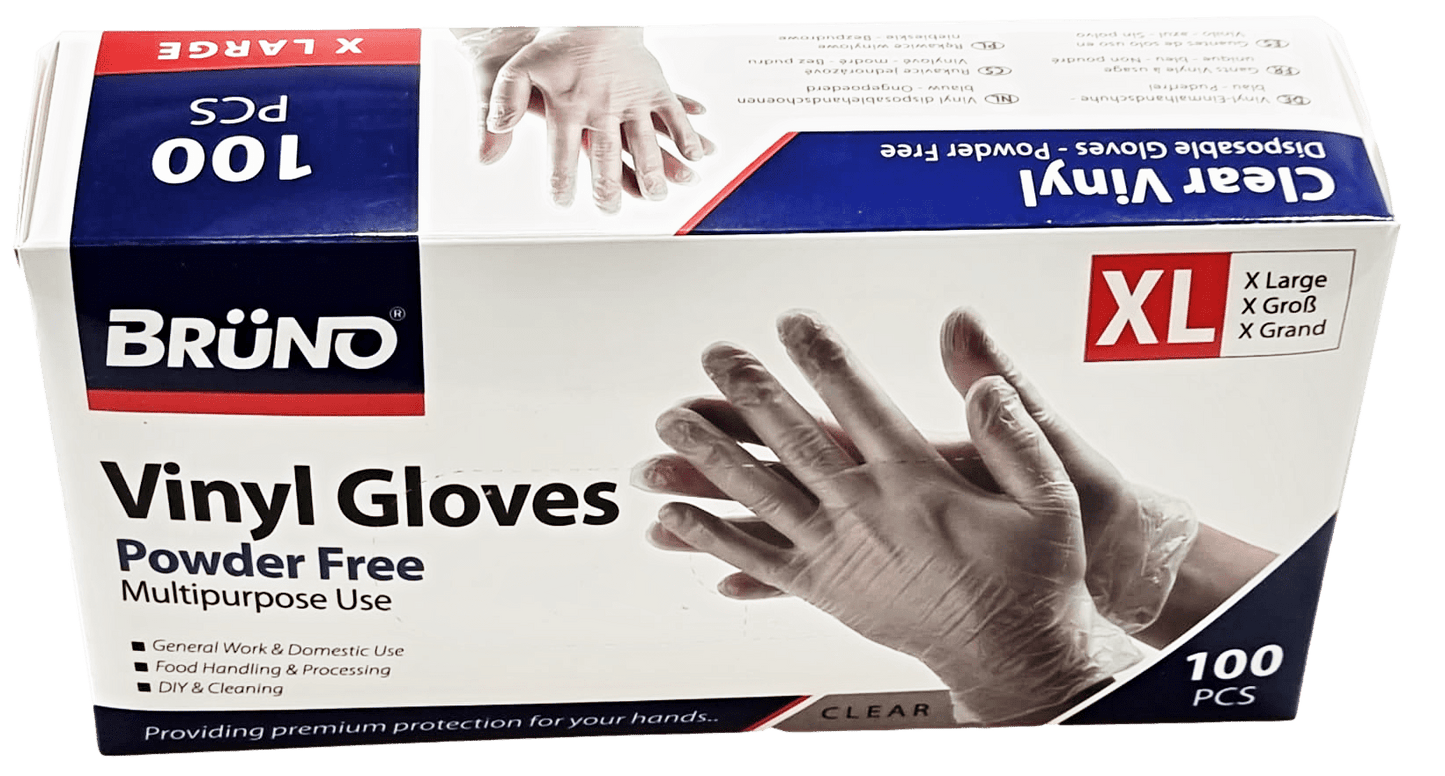 100 XL Disposable Vinyl Clear Examination Gloves Powder Free Latex Free Gloves VG004 (Parcel Rate)