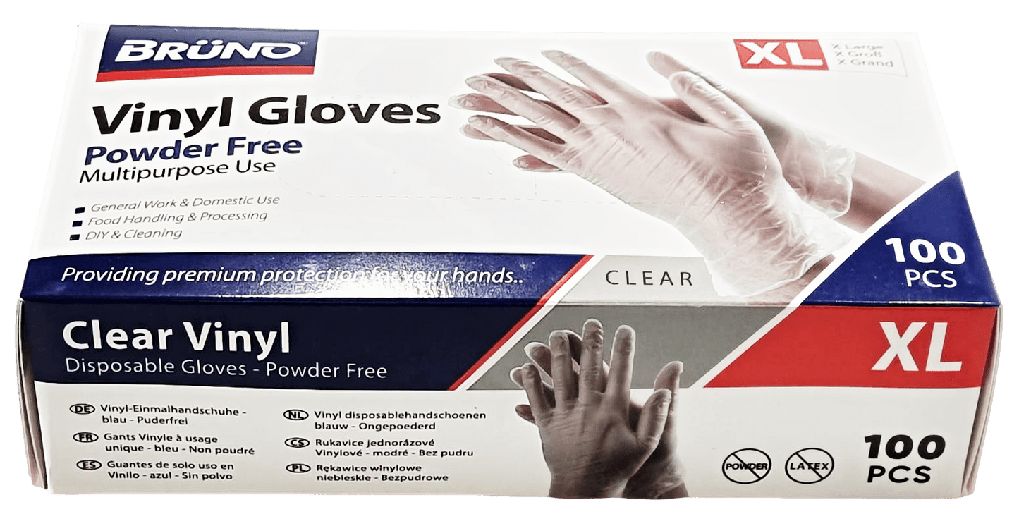 100 XL Disposable Vinyl Clear Examination Gloves Powder Free Latex Free Gloves VG004 (Parcel Rate)