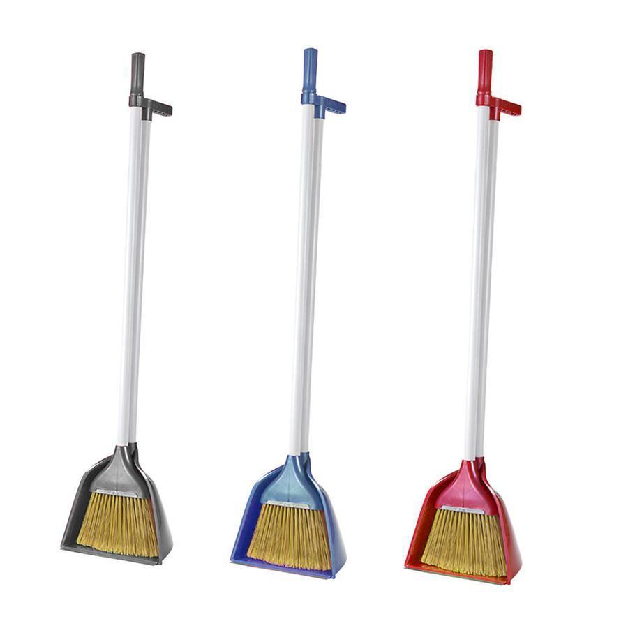 Plastic Long Handle Dustpan and Brush Set Assorted Colours ZP128 A (Big Parcel)