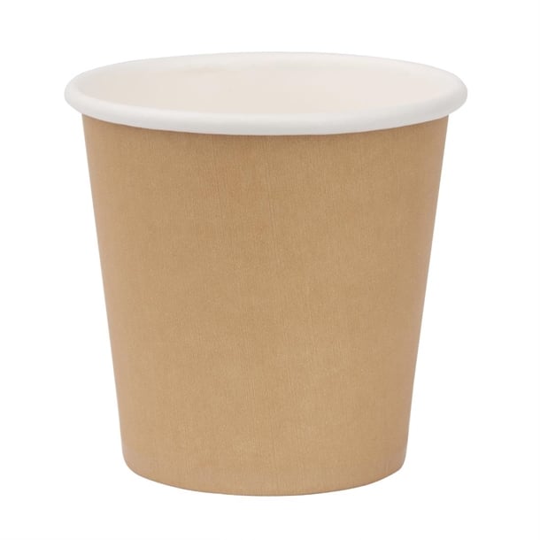 Disposable Plastic Lined Paper Drinking Cups Pack of 50 4oz Brown 0435 (Parcel Rate)