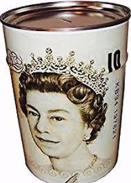 MTL250 Large Pound Note Coin Money Tin Box 17 x 22cm Assorted Designs King / Queen 2296 / TIN006 A (Parcel Rate)