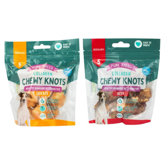 Pet Dog Treats Collagen Chewy Knots Small Pack of 5 Assorted Flavours 323897 (Parcel Rate)