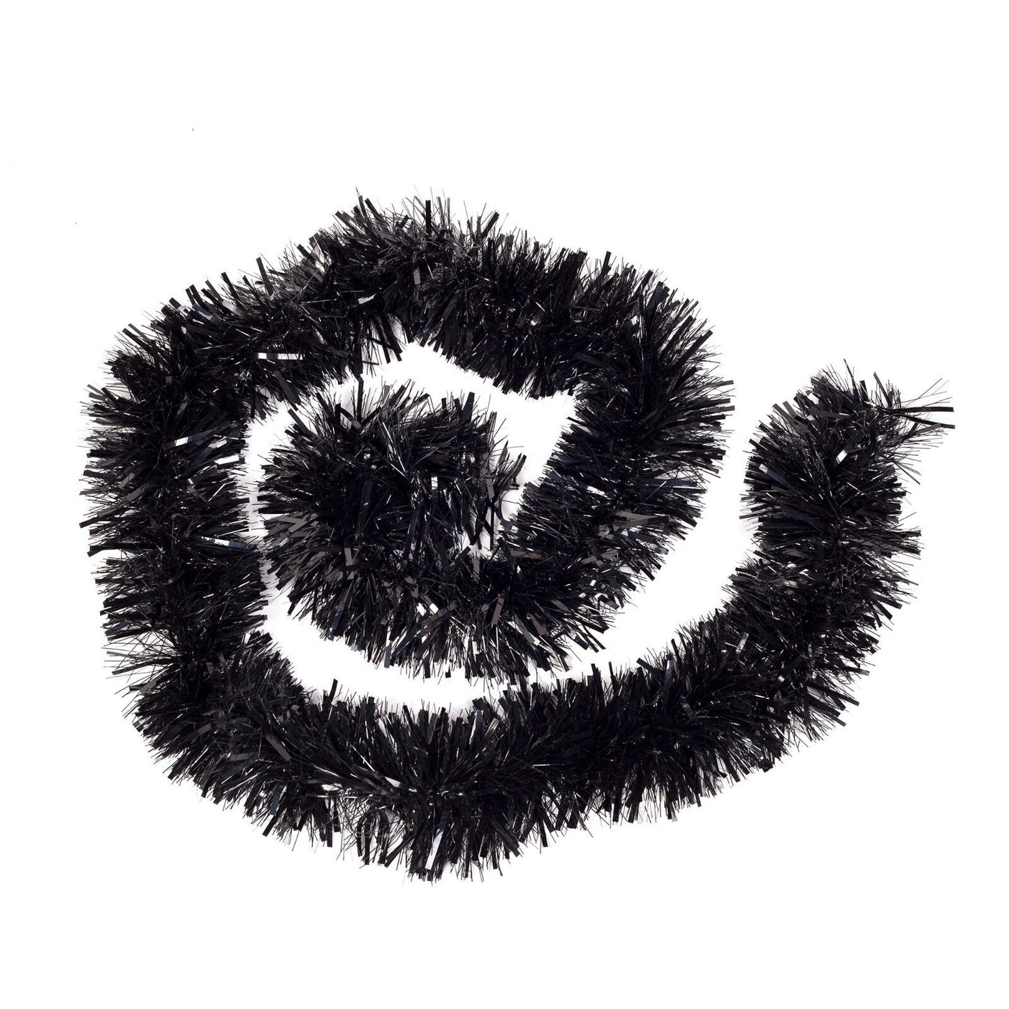 Christmas Tinsel Fine Cut Garland Black Silver Ends 2 Metre TSGB (Large Letter Rate)