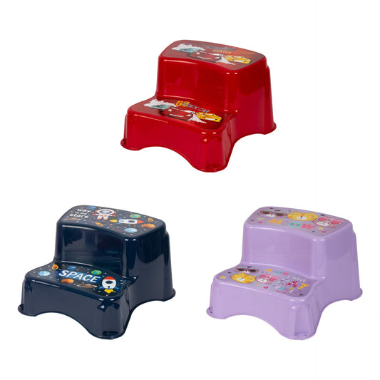 Tuffex Children Plastic Two Step Stool 39.5 x 35 x 23 cm Assorted Designs 10167 / TP506 A (Big Parcel Rate)