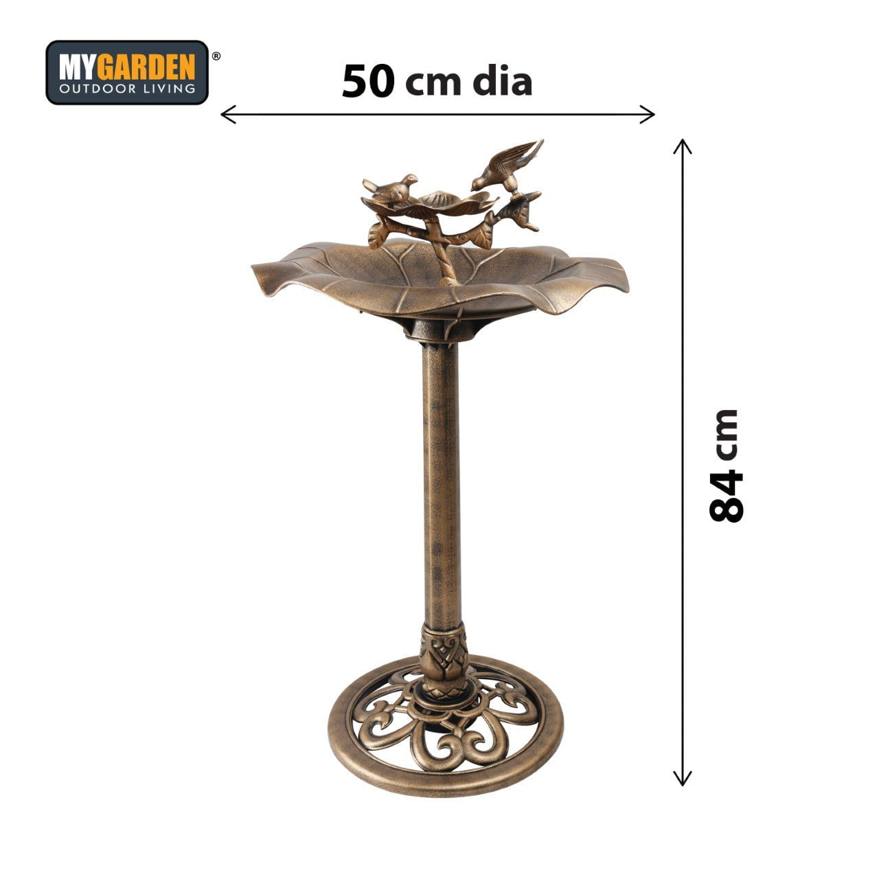 Traditional Weatherproof Bronze Effect Garden Bird Bath 1036 (Parcel Rate)