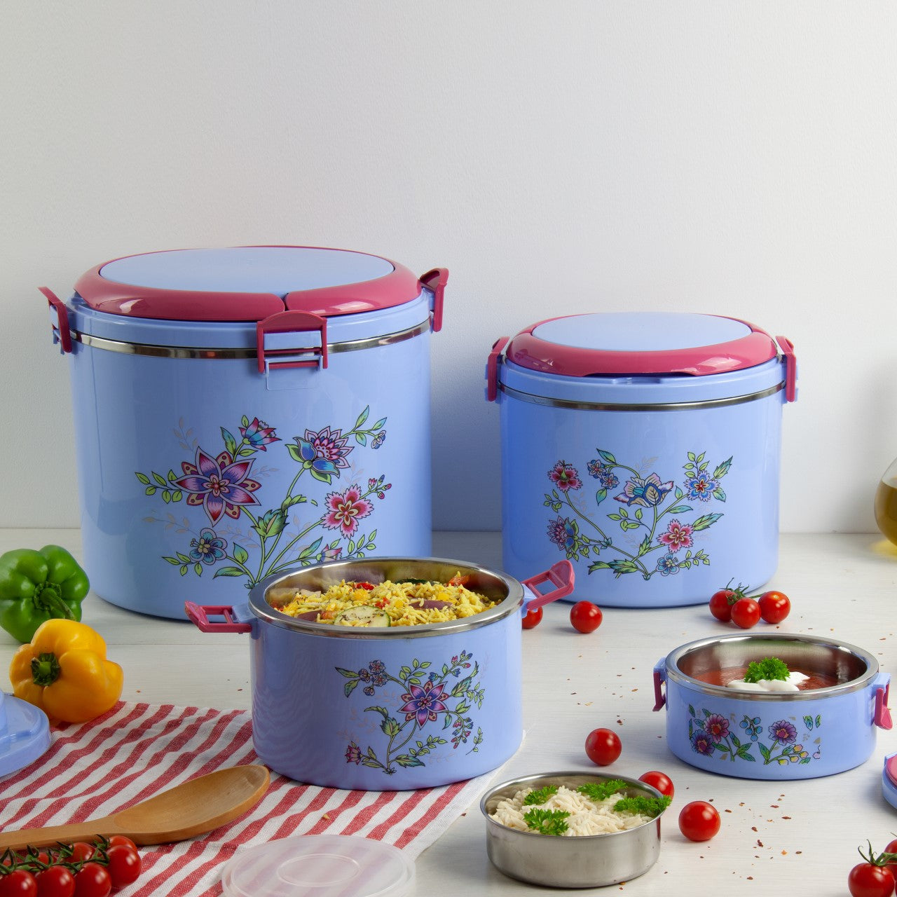 SQ Elite Elegance Insulated Hot Pot Set 5pc Blue 0.3-0.6-2.5-6-15L 2322 (Big Parcel Rate)