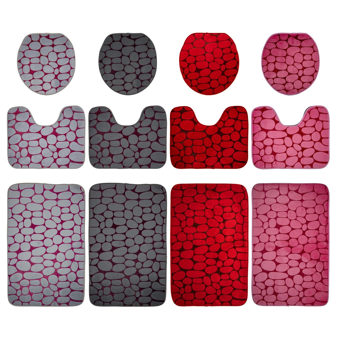 Durane Soft Anti-Slip Bathroom Mat Set of 3 80 x 48 cm Assorted Colours 4910 (Parcel Rate)