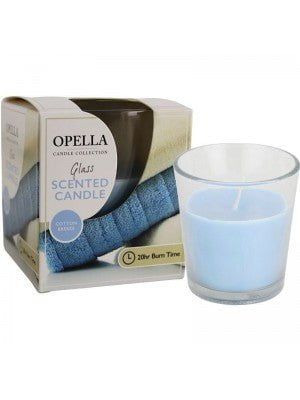 Opella Scented Candle In Glass Jar Cotton Breeze Fragrance 5 x 6.5 cm CDJARC (Parcel Rate)