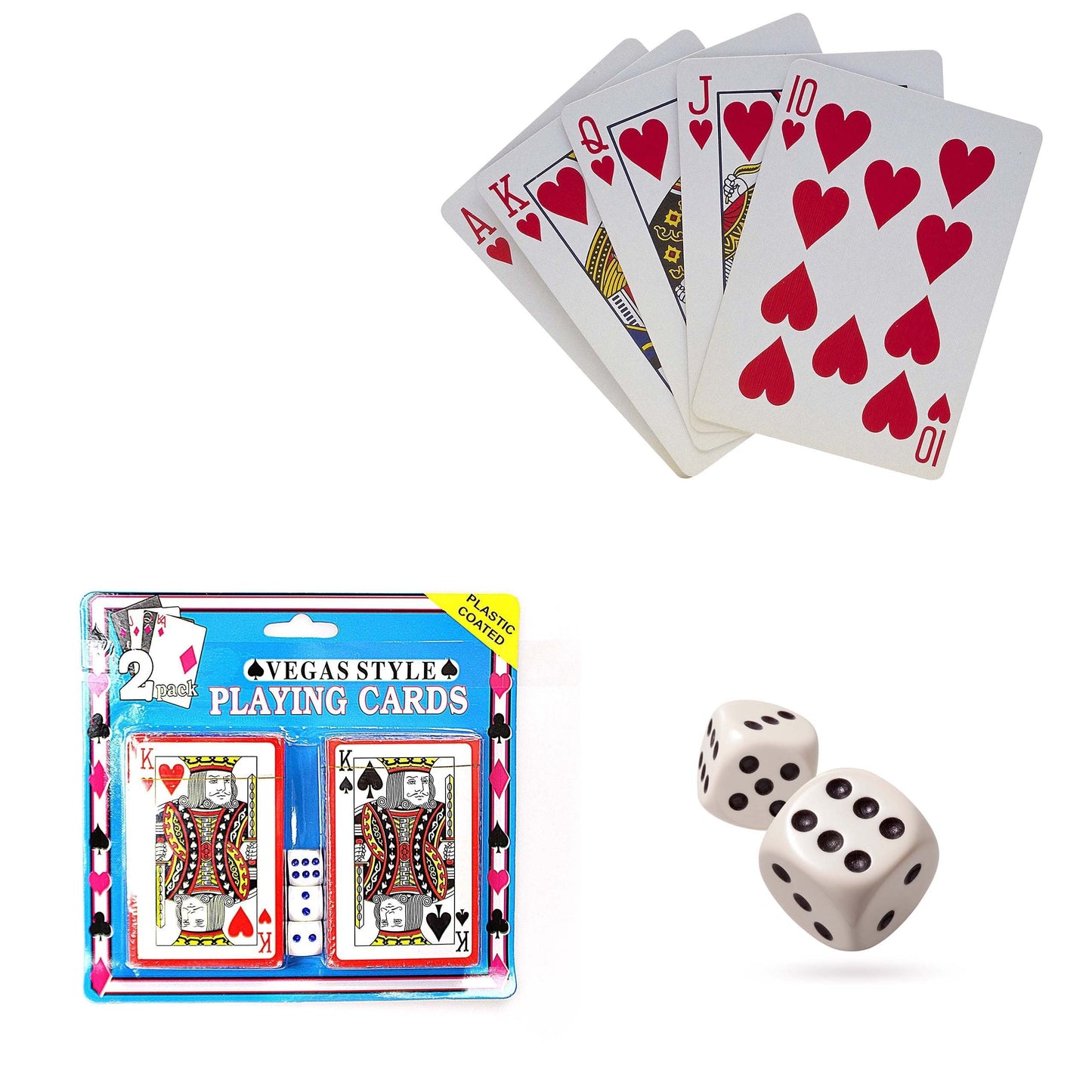 2 Pack Vegas Style Plastic Playing Cards with 3 Dice 1734 A (Parcel Rate)