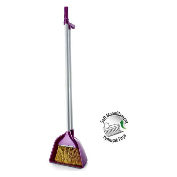 Plastic Long Handle Dustpan and Brush Set Assorted Colours ZP128 A (Big Parcel)